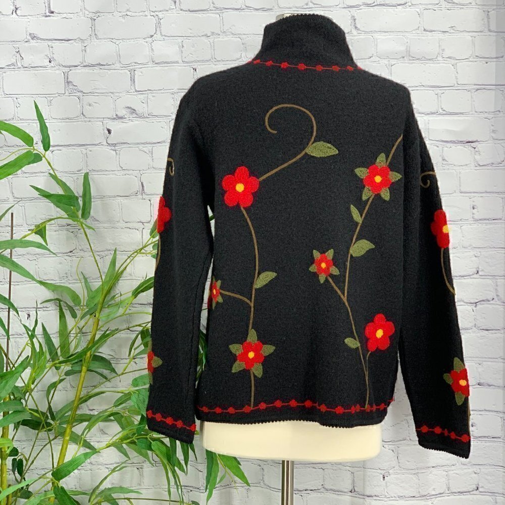 Pure & Simple Black w/ Red Floral Pattern Jacket - Picture 3 of 5